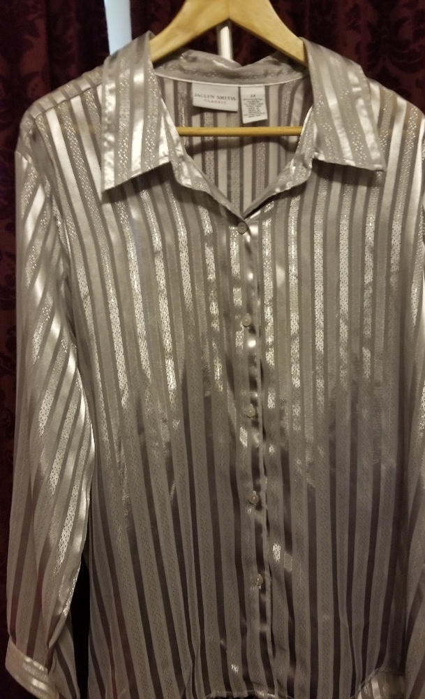 Long sleeve silver blouse